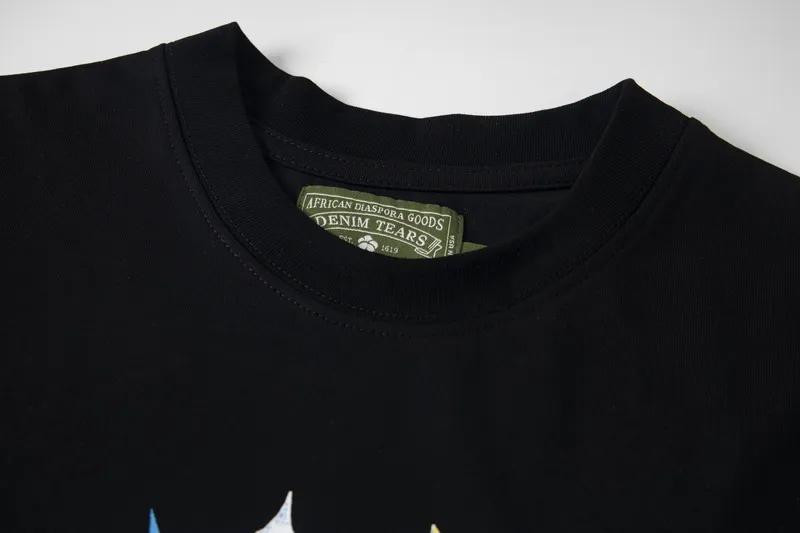D309# DENIM TEARS Kapok classic pure cotton loose unisex white short-sleeved T-shirt 14 p110 S-XL black, white